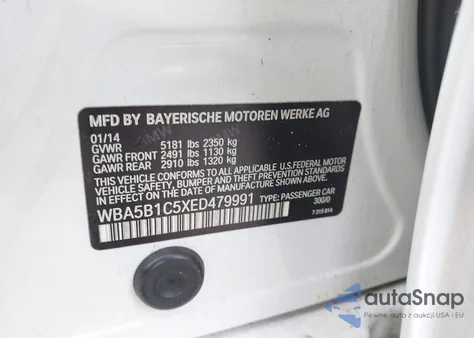 2014 BMW 535I from USA, damaged, VIN WBA5B1C5XED479991